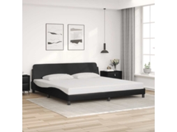 Vidaxl Estrutura De Cama Dover 200x200 Cm Couro Artificial Preto