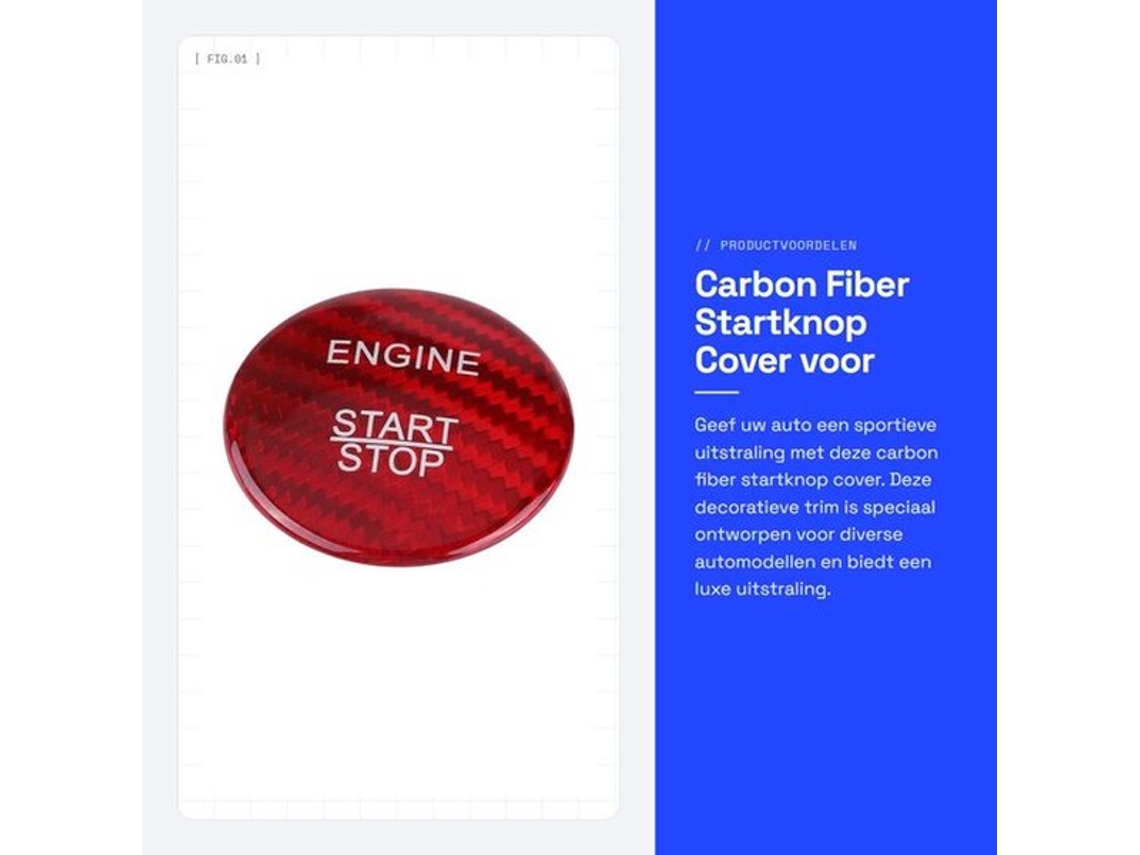 Pom Da Ignição - Capa - Fibra De Carbono - Decoração - Acessório Automóvel - Acessório Esportivo - Profissionalismo Técnico - Estilo Moderno