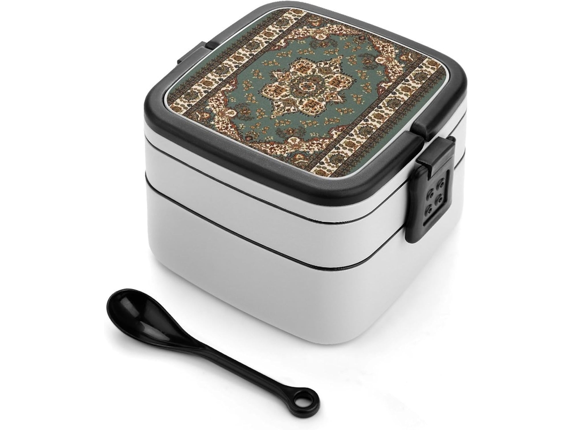 Marmita Bento Oriental Tradicional De Camada Dupla, 1000ml, Empilhável, À Prova De Vazamentos, Com Colher, Recipiente