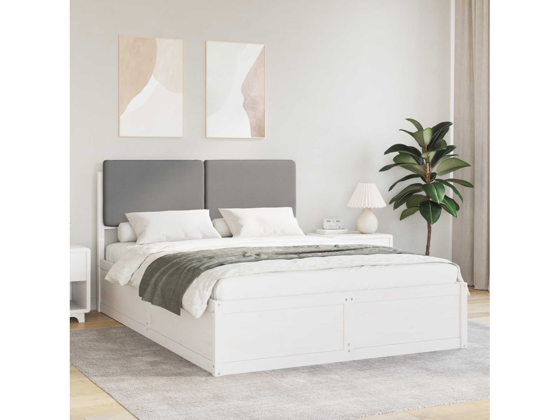 Vidaxl Estrutura De Cama Com Cabeceira Estofada Cinzento-claro