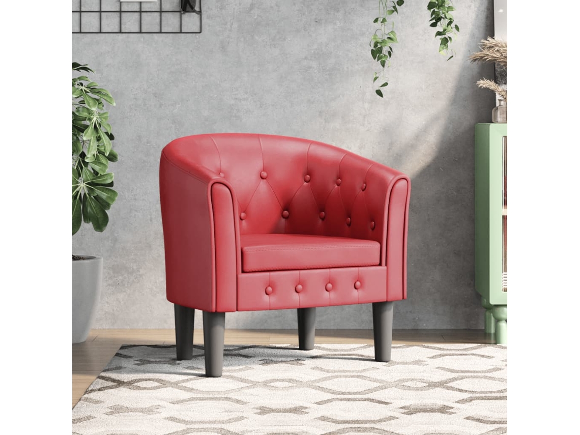 Vidaxl Poltrona Couro Artificial Vermelho-tinto