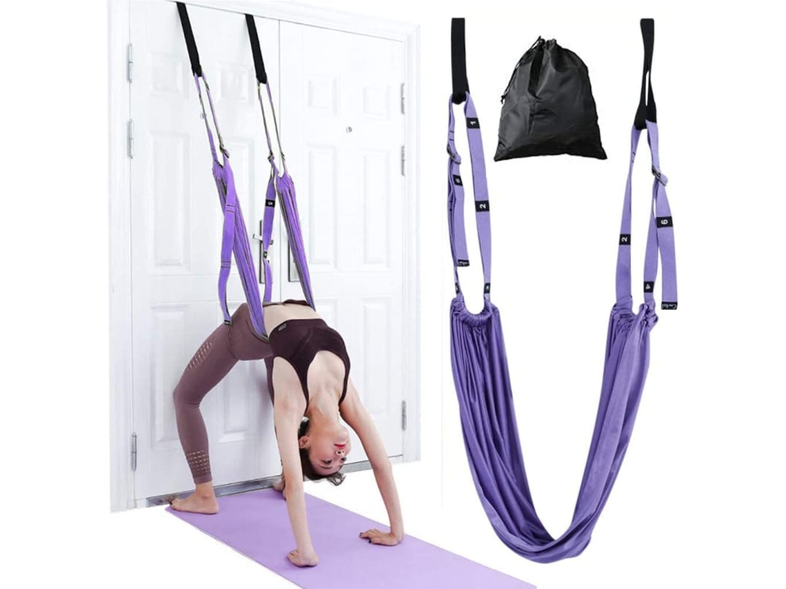 Banda De Yoga Para Alongamento, Ajustável, Melhora Flexibilidade, Rosa