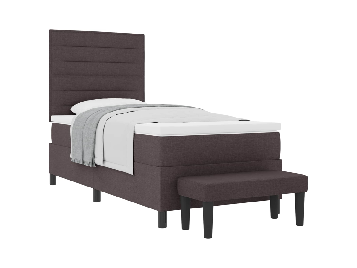 Cama Box com Cabeceira marrom escuro 100x200 cm