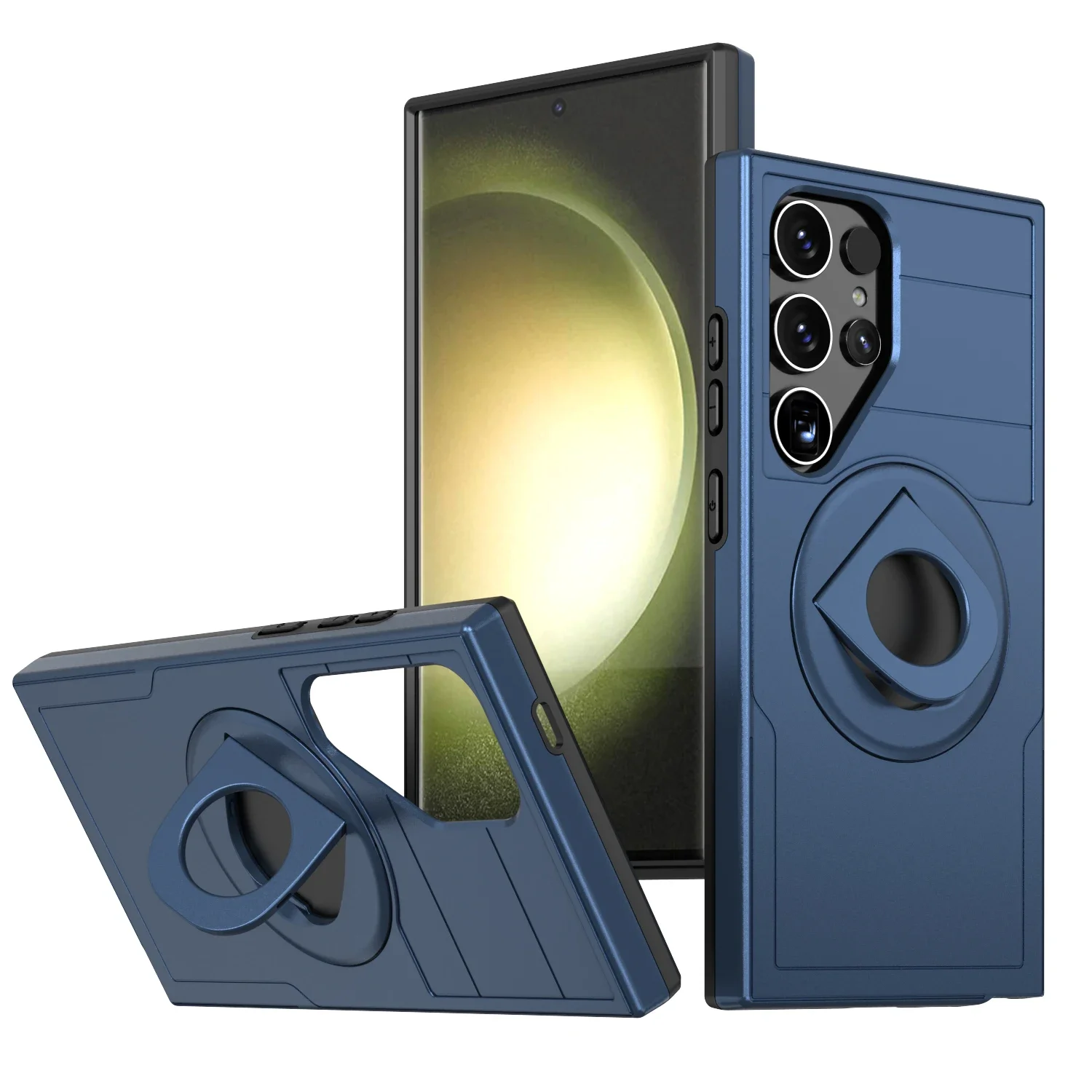 (azul S25) Capa De Celular 2 Em 1 Reforçada E Resistente A Impactos Com Suporte De Anel Magnético