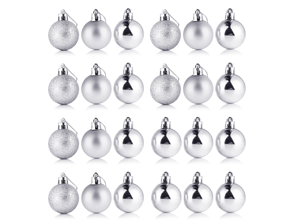 Laxiscreed Bola De Natal De Plástico De 4cm Para Árvore, Ornamento Prata Em Pack Barril