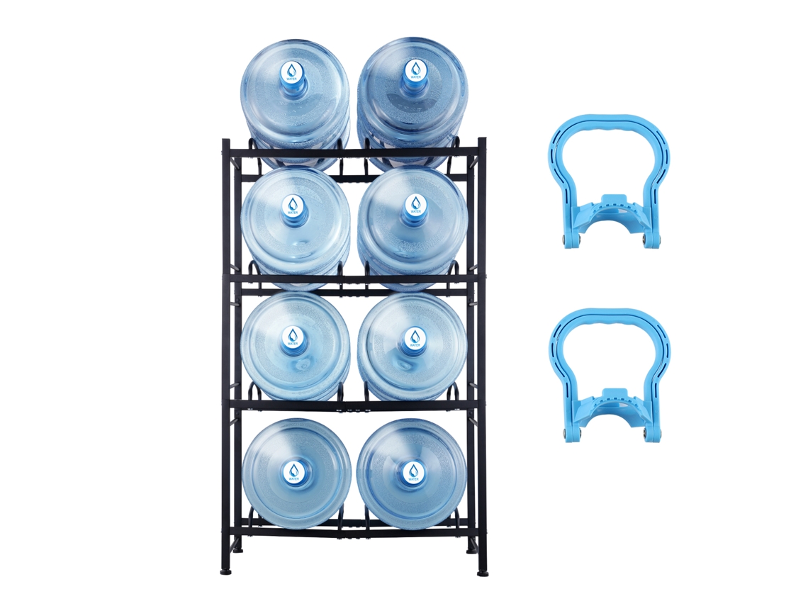 Suporte Para Jarro De Água Succebuy De 4 Níveis, Suporte Para Vinho Com Fila Dupla Para 8 Garrafas, Preto