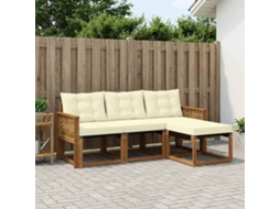 Vidaxl Conjunto De Sofás Para Exterior 4 Unid. Natural E Creme