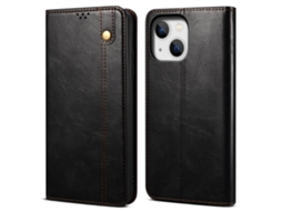 Capa Textura Louco Para Iphone 14 Pele Sintética Anti-riscos Preto