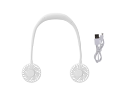 Ventilador Portátil Usb Mini de Mão com Gancho para Pescoço Esportivo Branco | S/MARCA