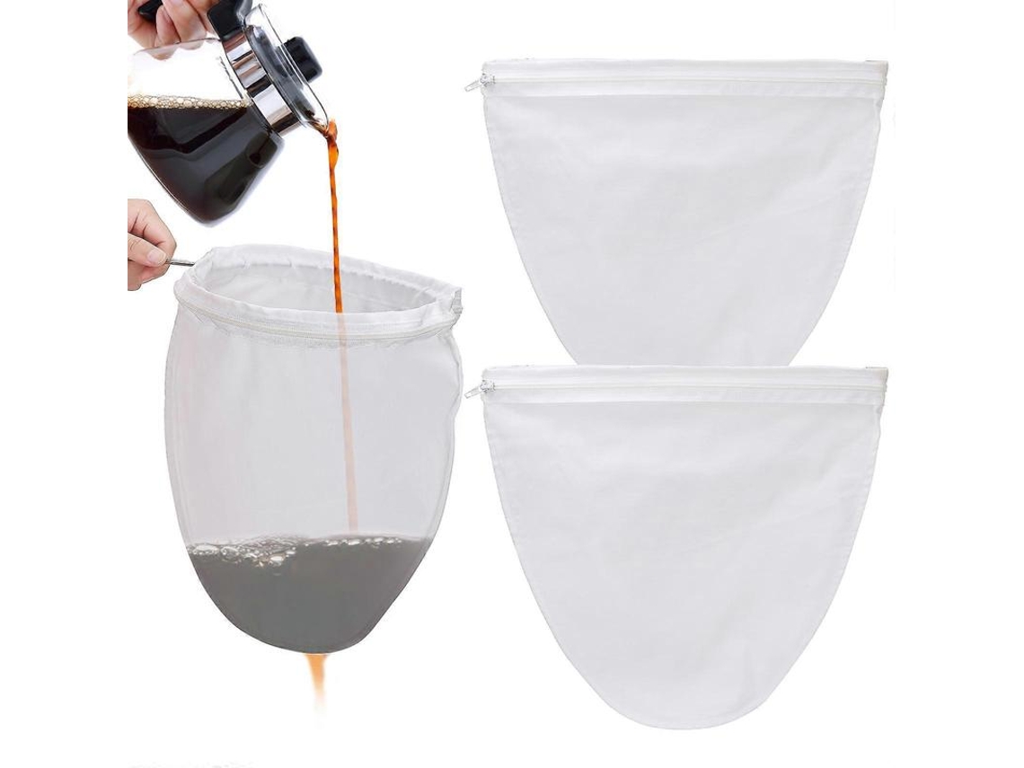 Para Uso Doméstico: Saco Filtrante Leite Vegetal, Café Gelado, Suco, 1 Unidade, Com Zíper, Acessório De Cozinha Portátil, Branco.
