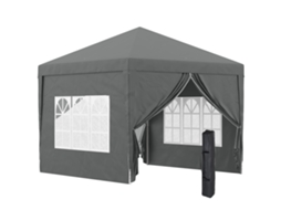 Gazebo 3x3m, laterais, aço, tecido Oxford, cinza