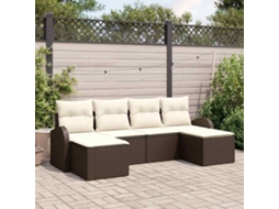 Vidaxl Conjunto De Sofá De Jardim Com Almofada 6 Pcs Castanho
