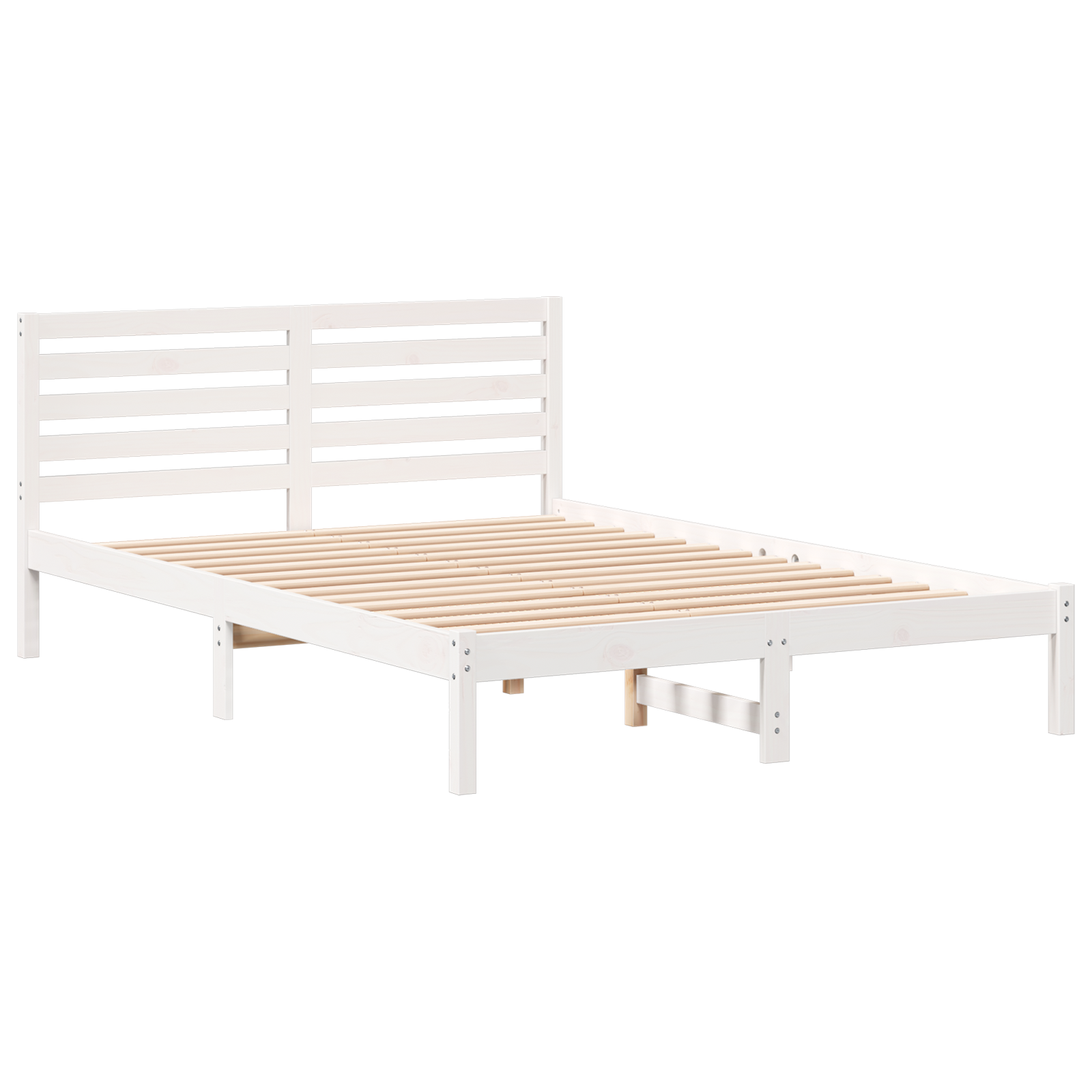 Conjunto 1 Estrado De Cama Plataforma Vidaxl Branco Madeira De Pinho Maciça (140 X 220 Cm)