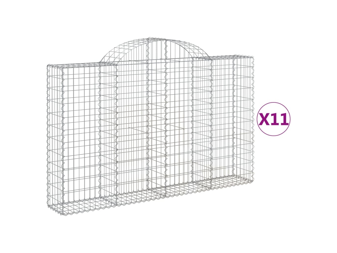 Gabion Basket, Gabion Baskets Vidaxl Prateado Ferro (200 X 30 X 120/140 Cm)