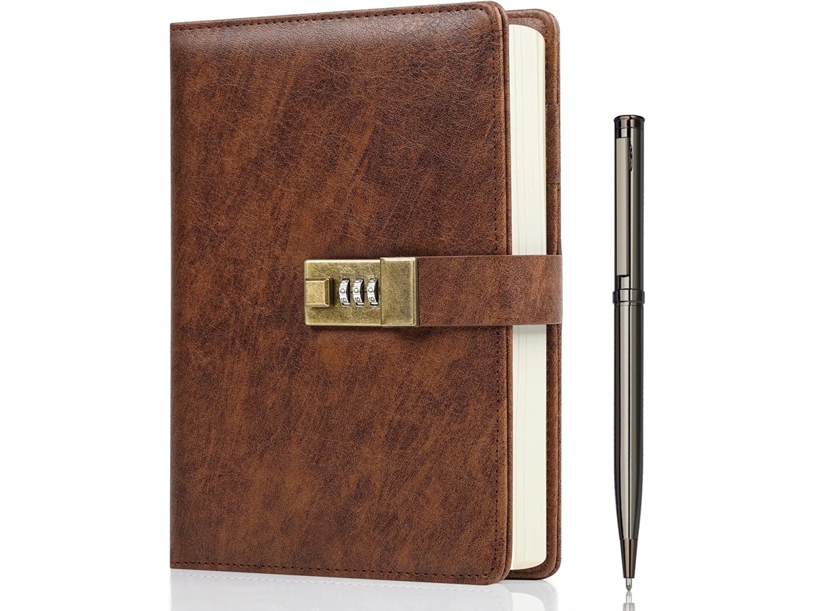 Diário Com Cadeado, Caderno A5 Em Couro Pu Com Cadeado, 240 Páginas, Caderno Vintage Com Cadeado E Senha, Caneta E Caixa Para Presente, 21, 8 X 14