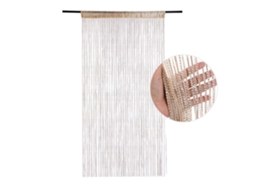 Cortina Porta Com Franjas - Cortina Decorativa - Cortina Anti-insetos - Decoração Casa - 91x200 Cm - Poliéster - Champagne