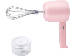 Batedor Elétrico 2 Em 1 Com Picador De Alho, Usb Recarregável, Rosa