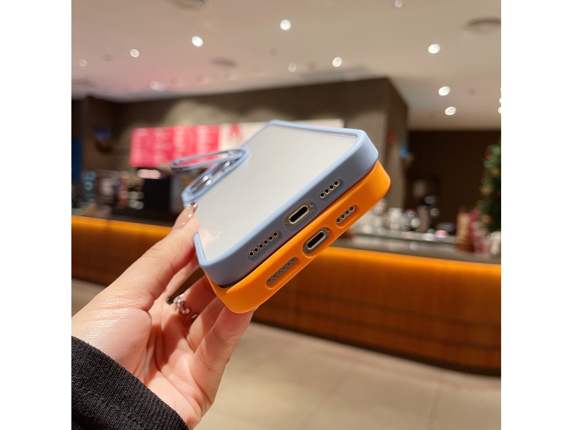 Suporte Casa Para Iphone 14 Pro Pele Sintética Azul