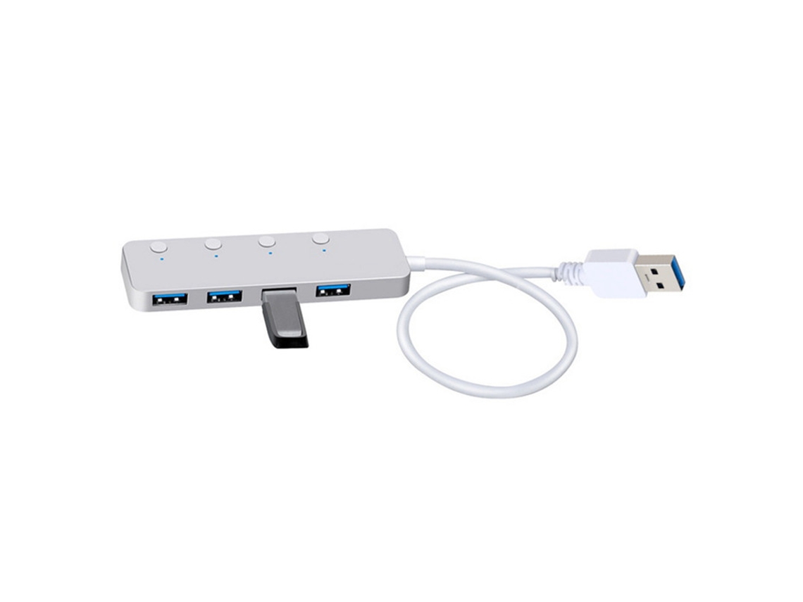 Estação De Ancoragem Bestvite Hub Usb Usb3.0 1 Drag 4 Switch Independente 5gbps Alta Velocidade Cinza