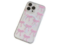 Capa Para Iphone 16 Pro Compatível Com Capa Traseira De Pctpu Com Padrão De Laço Magsafe