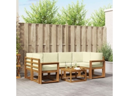 Vidaxl Conjunto De Sofás Para Exterior 7 Unid. Natural E Creme