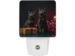 Luminária De Parede Com Plugue, Gato Sentado Em Uma Caixa De Presente, Sensor De Luz Noturna, Luz Led Branca Quente