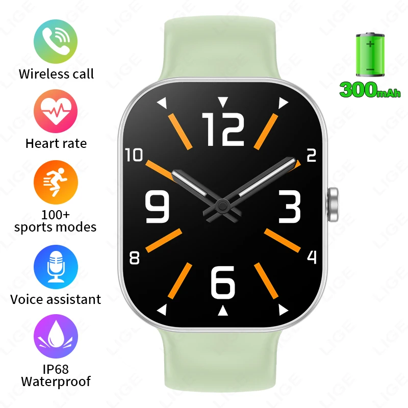 Polegadas, Tela HD, Saúde, Chamadas Bluetooth MDUG (preto, Pulseira de Aço)