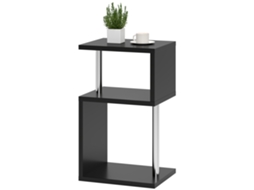 Mesa Auxiliar Com Luz Led 3 Níveis Forma De S Prateleiras Abertas E Estrutura Em Alumínio 44x38x75 Cm Preto Brilhante