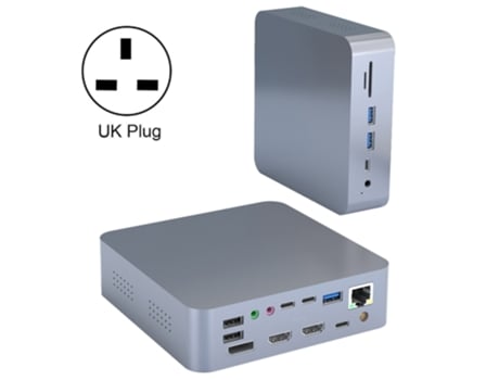 Adaptador multifuncional Zruxe Hb 307 19 Em 1 estação de encaixe para laptop de monitor duplo para M1 Macbook Pro/air, plugue do Reino Unido