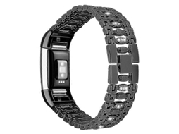 Pulseira De Aço Inoxidável Com Cristais Para Fitbit Charge 2.