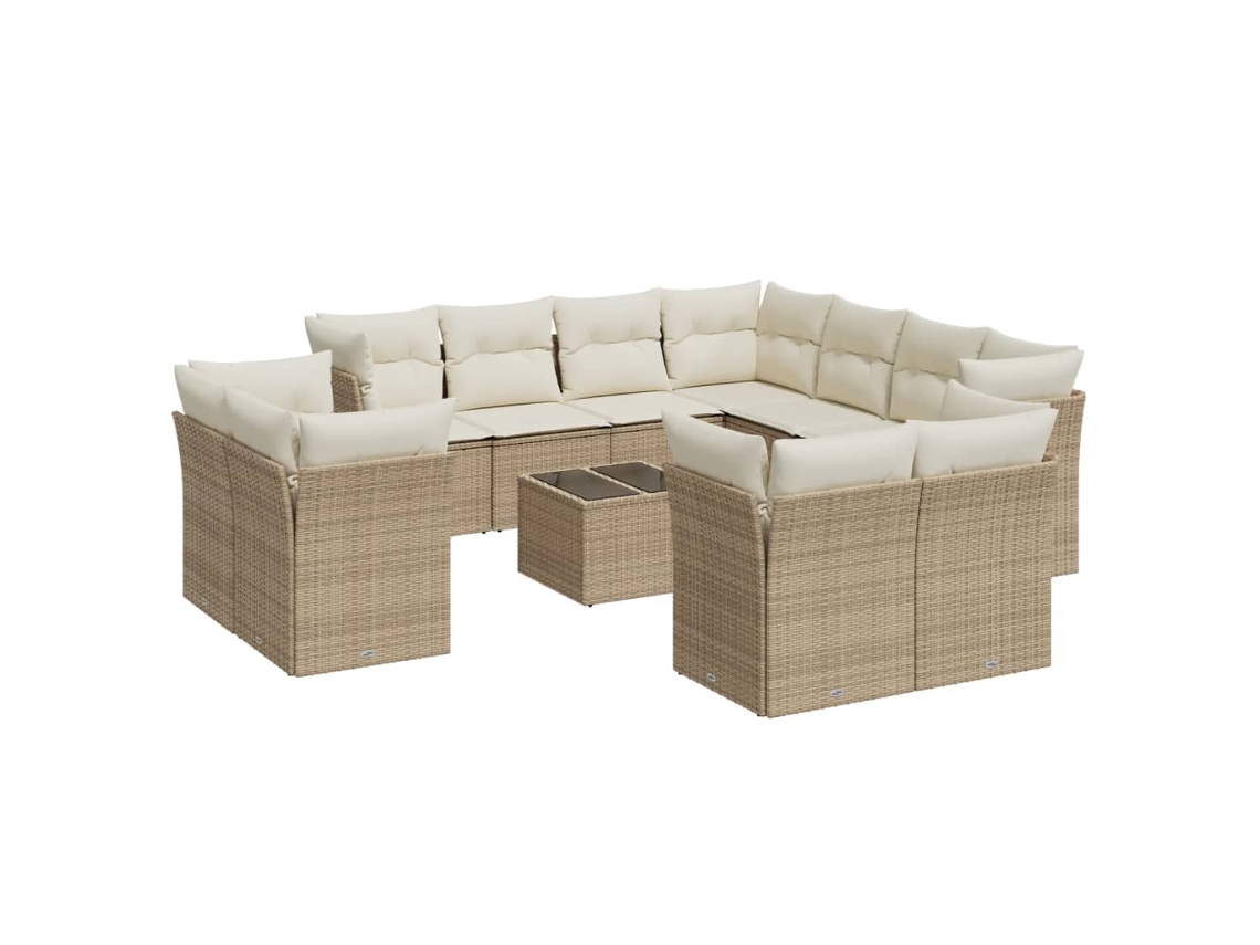 Maison Exclusive - 12 Pcs Conjunto De Sofás P/ Jardim Com Almofadões Vime Pe Bege