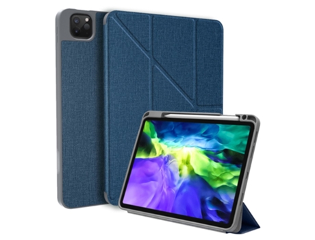 Capa Em Pu Com Suporte E Suporte Para Caneta Azul Para O Seu Apple Ipad Pro 12.9 Pouces Mutural (2021/2020/2018)