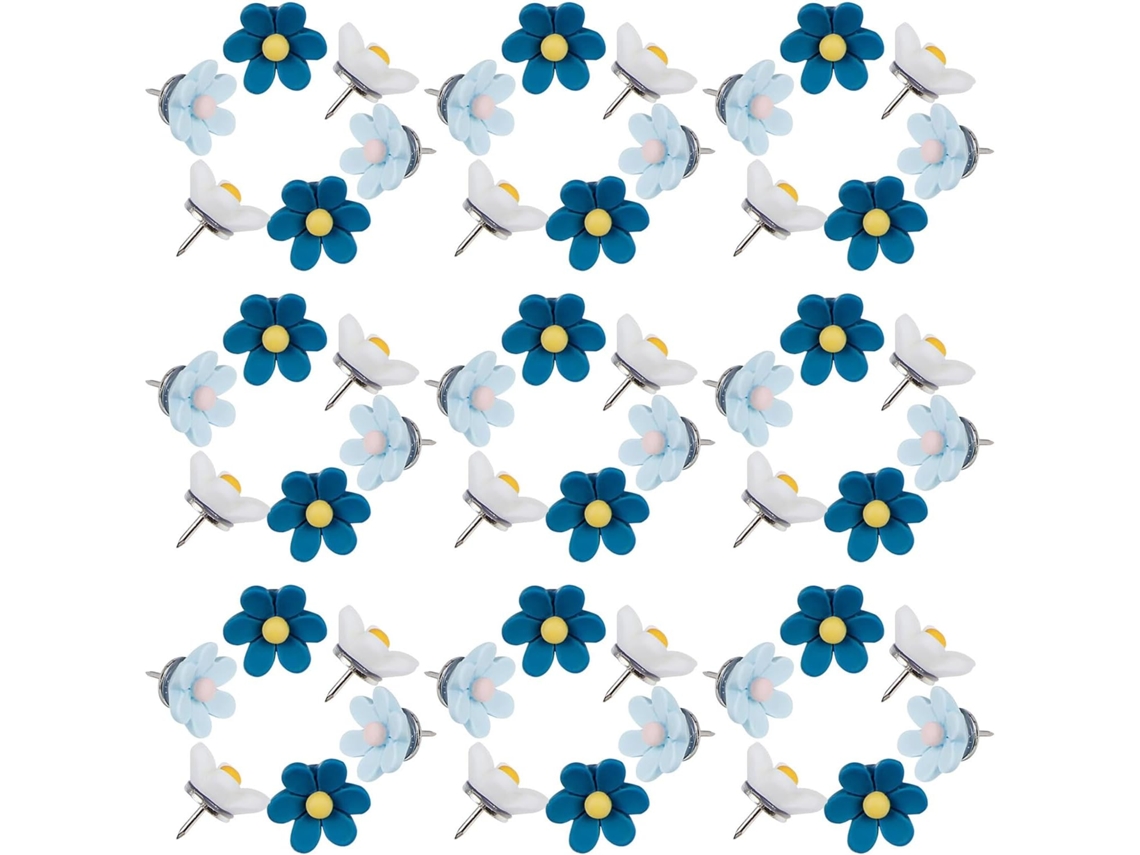Alfinetes Decorativos Fofos Da Veemoon, 50 Unidades, Em Formato De Flor Relevo, Para Quadro De Avisos Escritório