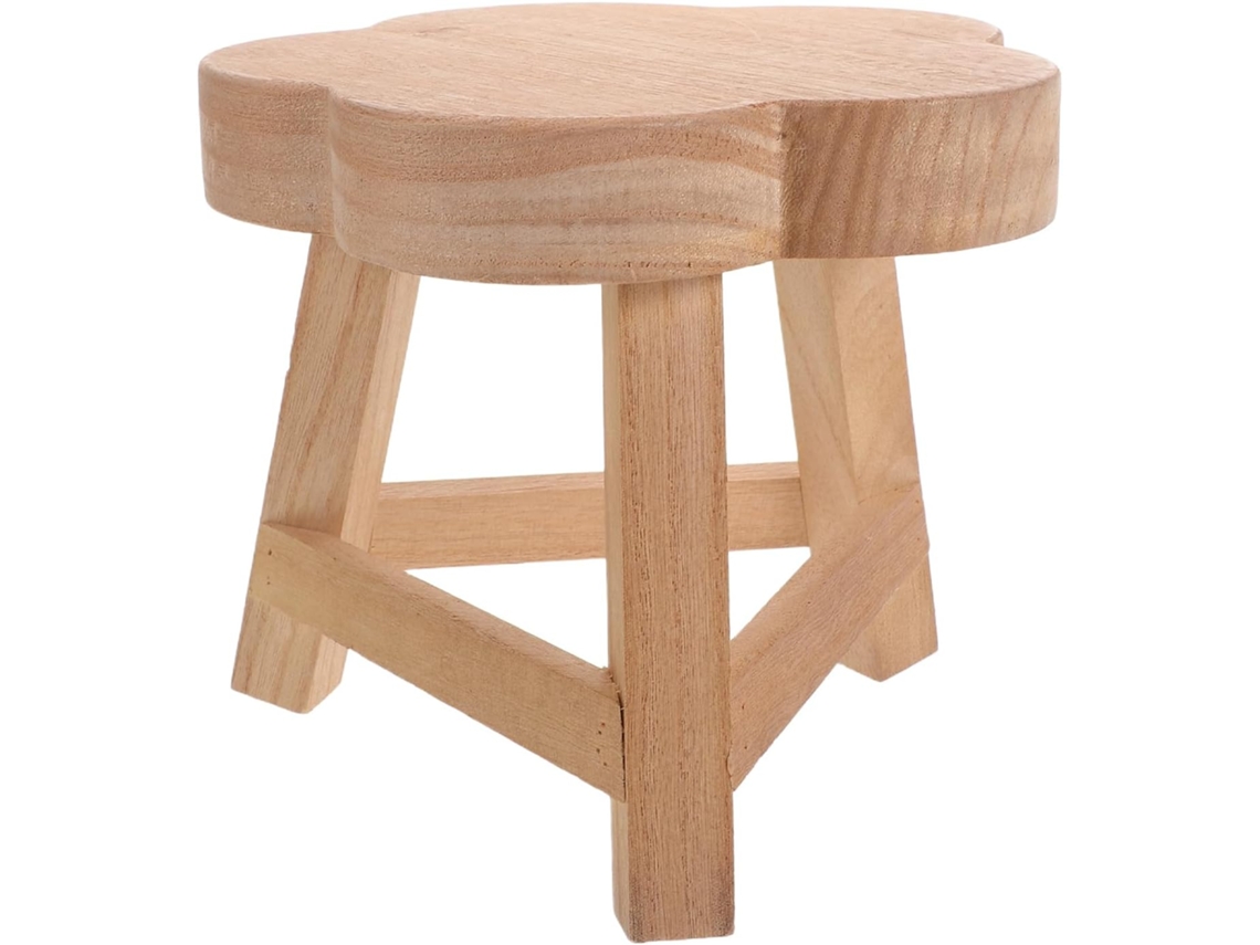 Suporte Madeira Pequeno Formato Plantas Banquinho Decorativo Natural Vasos Flores Estável Ergonômica Versátil GOKOCO