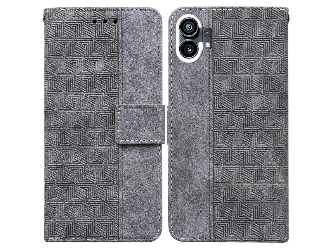 Capa De Celular Flip Em Couro Com Relevo Geométrico Para Celular For Nothing Phone 1