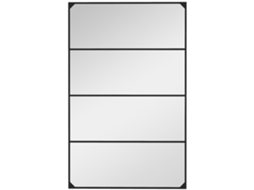 Espelho de Parede Retangular em Estilo Industrial com Tampo de Vidro, Horizontal Ou Vertical, com 4 Ganchos, em Metal Preto, 109 X 69 Cm CHEZMOI