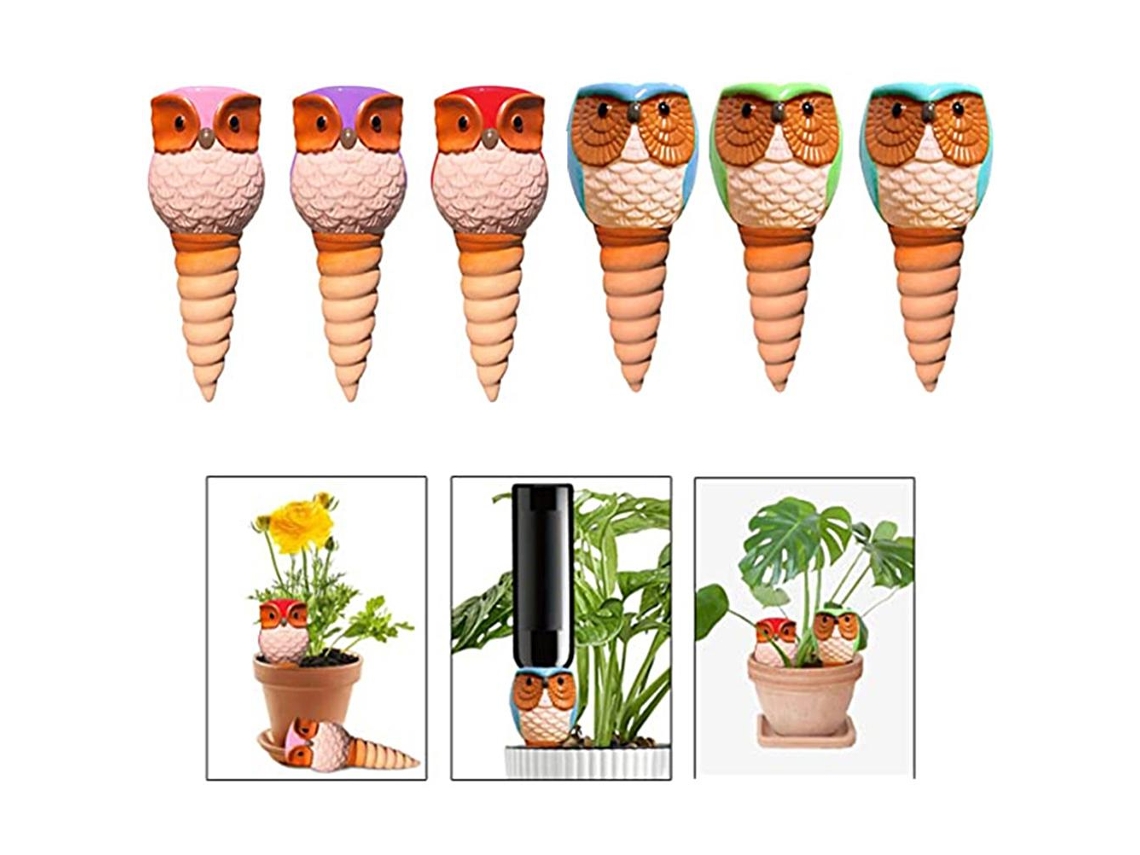 Dispositivo De Rega Automática Em Forma De Coruja Para Plantas