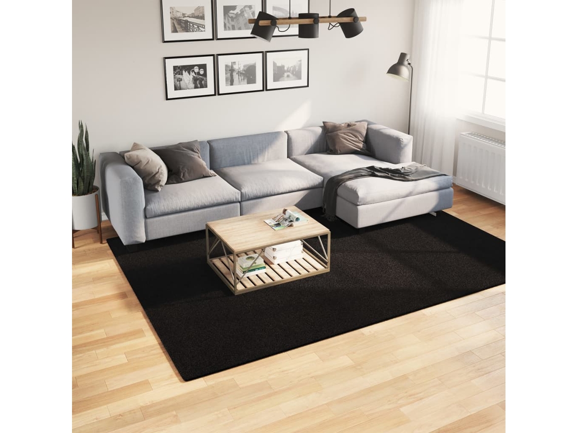 Vidaxl Tapete Pelo Curto Macio E Lavável Huarte 200x280 Cm Preto