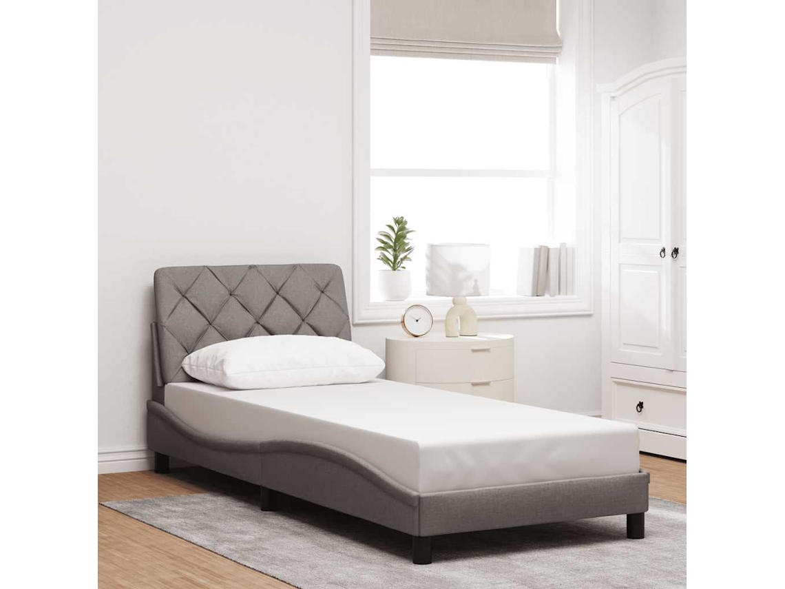 Estrutura De Cama Sem Colchão 90x190 Cm Tecido Cinzento