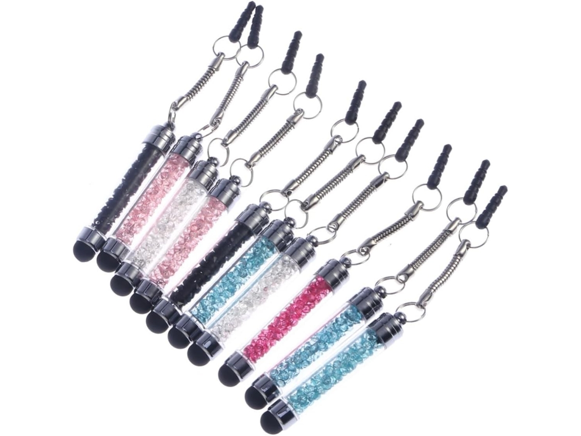 Conjunto De 10 Canetas Stylus Capacitivas Com Ponta De Borracha, Design Fino E Cristais Brilhantes P Gokoco