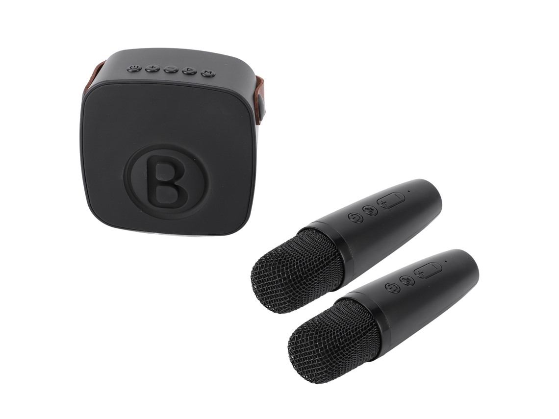 Primerox mini Máquina de Karaokê Portátil Bluetooth com 2 Microfones para Crianças Preto