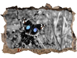 Adesivo de parede com borboleta exótica em folha de grama, para sala de estar, quarto, cozinha, escritório, adulto ou criança, 50x70cm