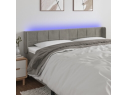 Vidaxl Cabeceira Cama C/ Luzes Led Veludo 183x16x78/88 Cm Cinza-claro