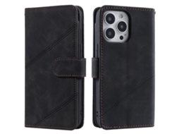 Capa Quedas Inch Para Iphone 13 Pro Pele Sintética Com Porta-cartões Preto