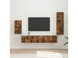 Vidaxl Conjunto de Móvel de Tv 4 Pcs Carvalho Defumado