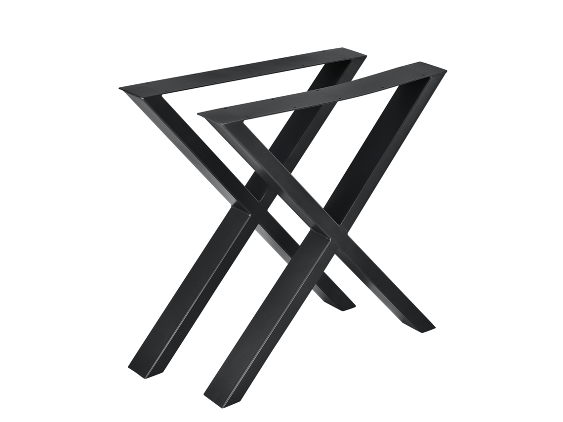 Conjunto de 2x  Patas de mesa Greith - en forma de X - acero - 69 x 72 cm negro [en.casa]