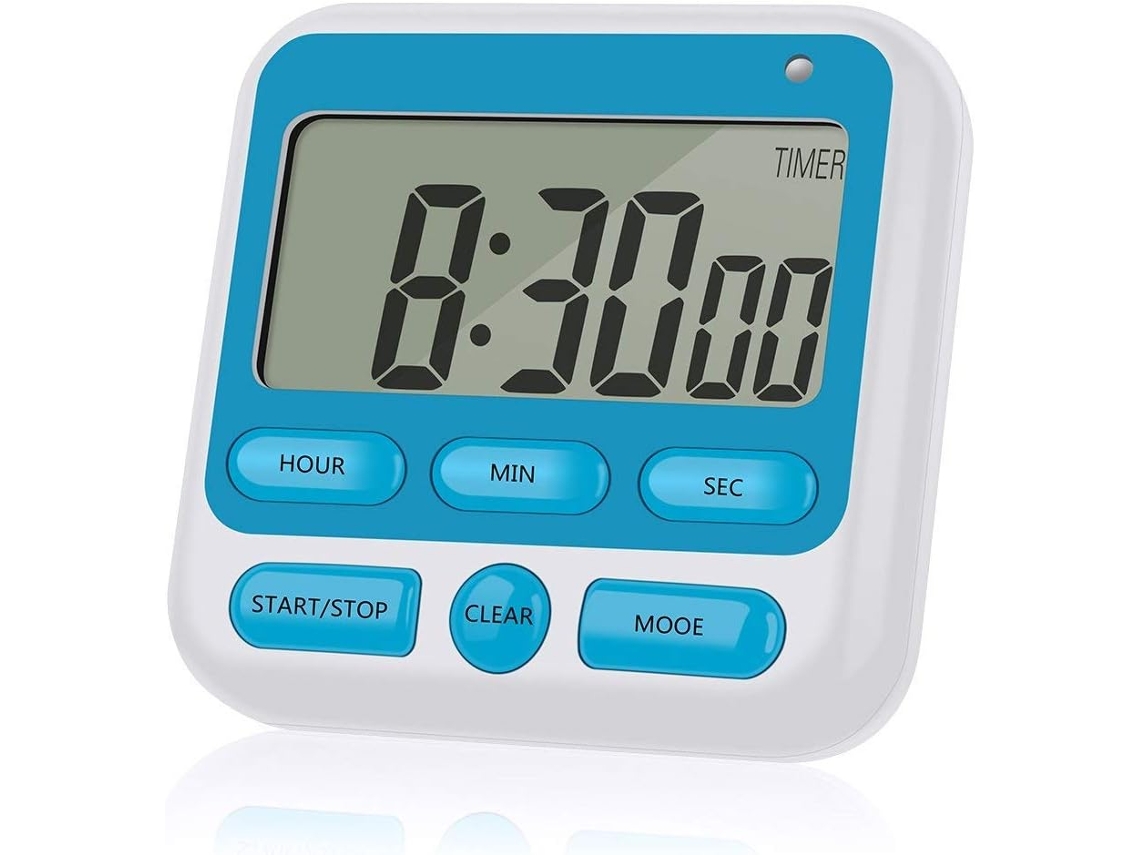 Temporizador De Cozinha Digital Com Alarme E Tela Lcd Grande Hx106 Azul Slowmoose