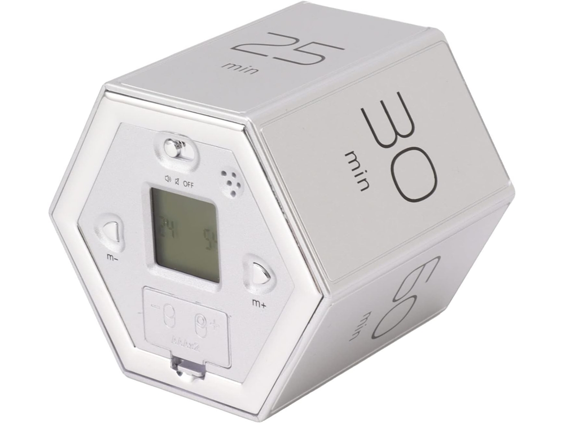 Temporizador Hexagonal Giratório Com Função De Alarme E Visor Lcd