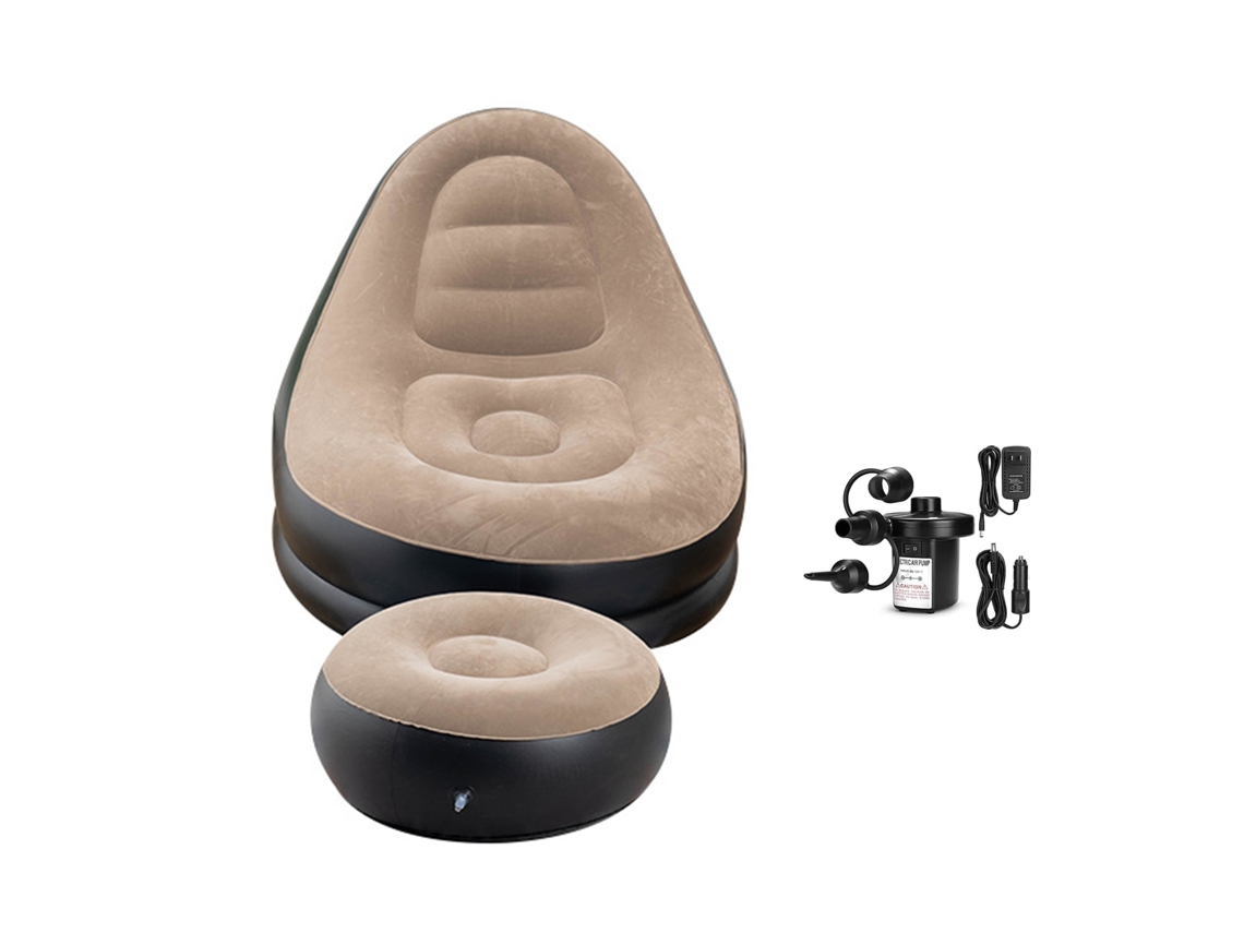 Cadeira de deck inflável com repouso de pés confortável para interior exterior camping brown S/MARCA