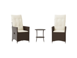 3 Pcs Conjunto Bistrô com Almofadões Vime Pe Castanho MAISON EXCLUSIVE